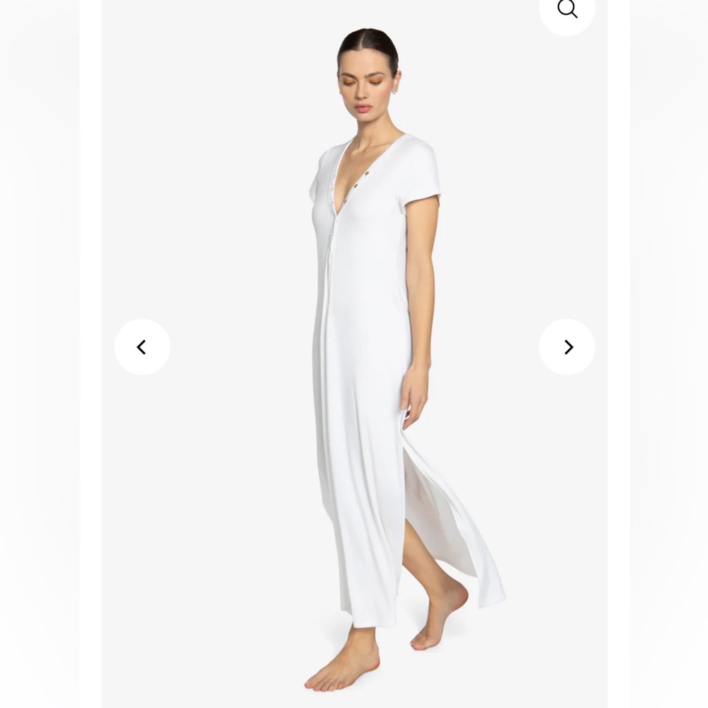 NWT Robin‎ Piccone Amy Rib Cover Up Maxi Dress in White Large $158